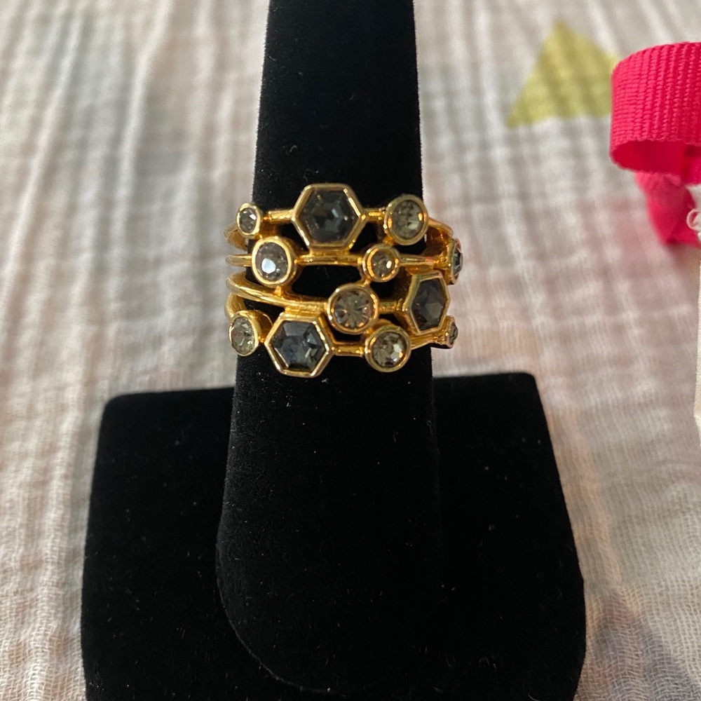 NWOT Stella & Dot Gold Stacked Geometric Ring